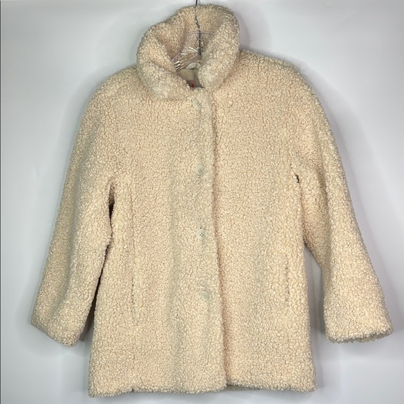 Crewcuts Cream Teddy Sherpa Button Up Jacket Size Large - Picture 1 of 13